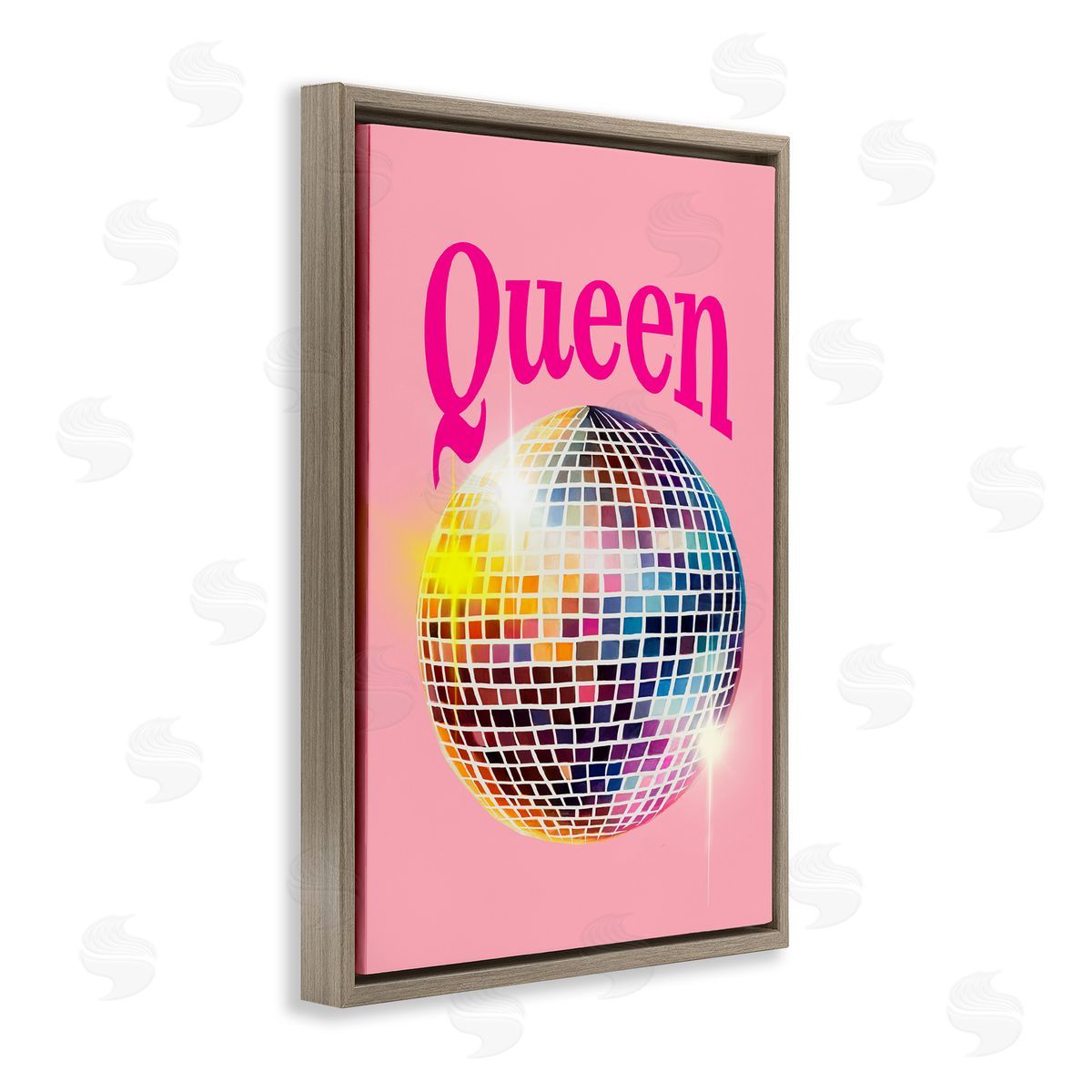 Elizabeth Medley Sparkling Disco Queen Brown Floating Frame Canvas Wall Art Print