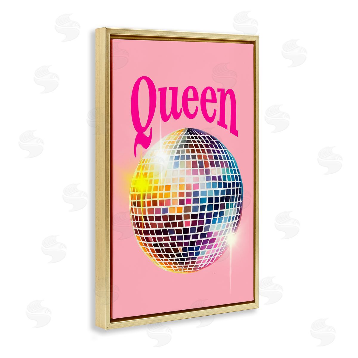 Elizabeth Medley Sparkling Disco Queen Gold Floating Frame Canvas Wall Art Print