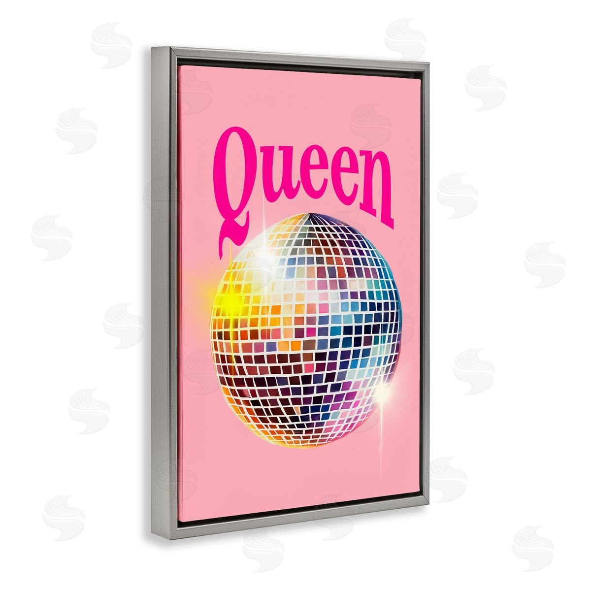 Elizabeth Medley Sparkling Disco Queen Gray Floating Frame Canvas Wall Art Print