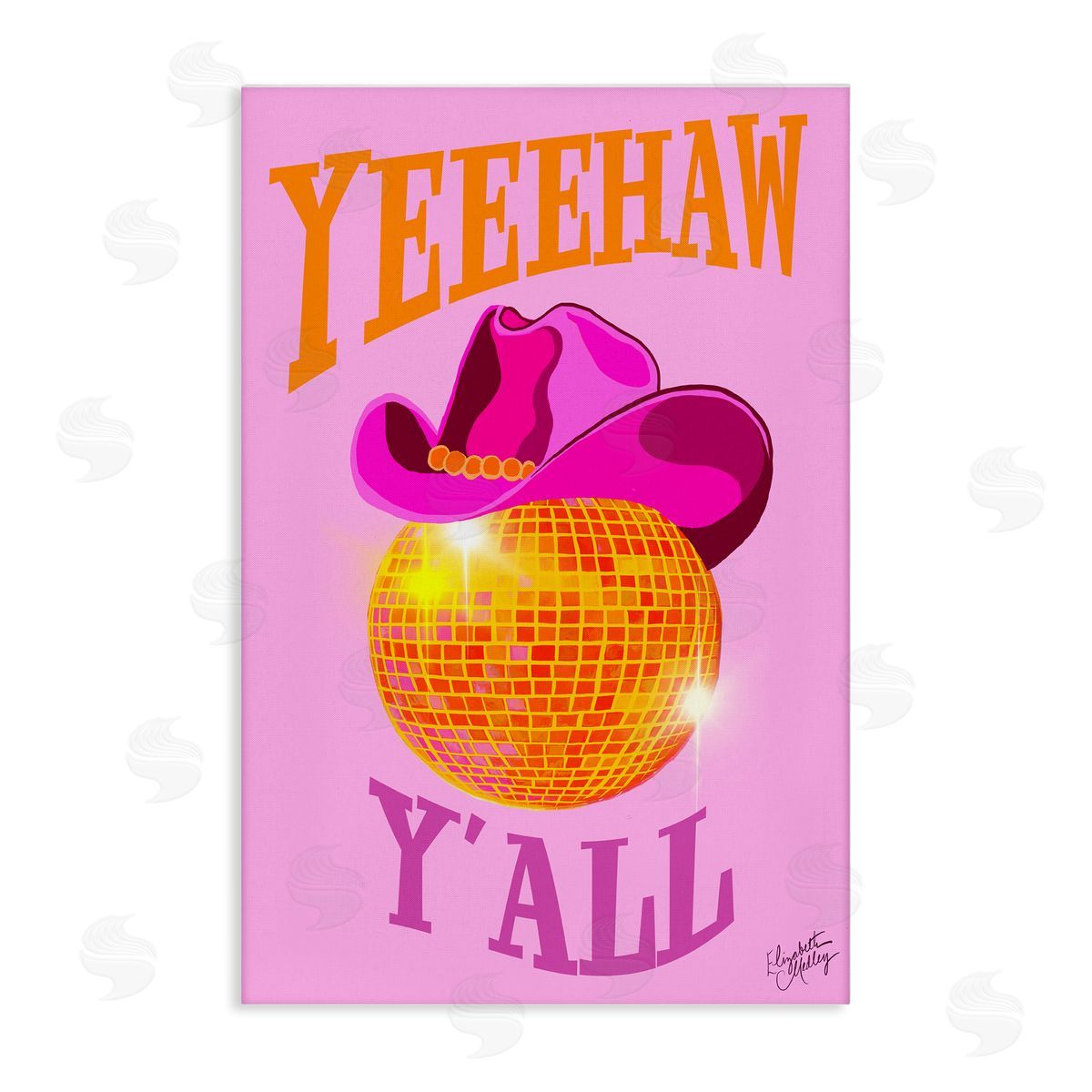 Elizabeth Medley Yeehaw Y'all Disco Cowboy Canvas Wall Art Print