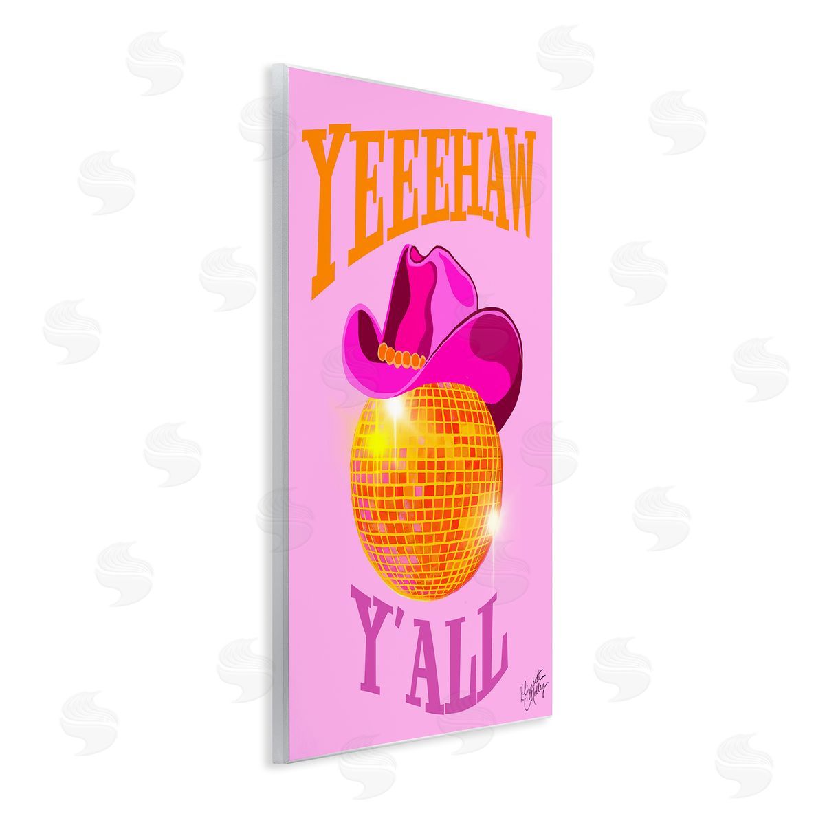 Elizabeth Medley Yeehaw Y'all Disco Cowboy Wooden Wall Plaque Art Print