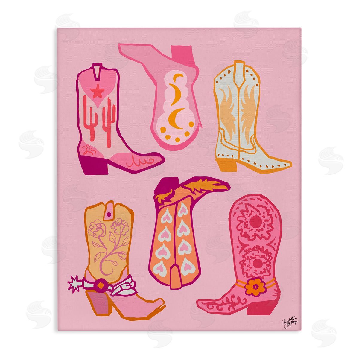 Elizabeth Medley Cowgirl Boot Designs Canvas Wall Art Print