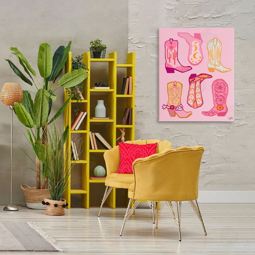 Elizabeth Medley Cowgirl Boot Designs Canvas Wall Art Print in Room