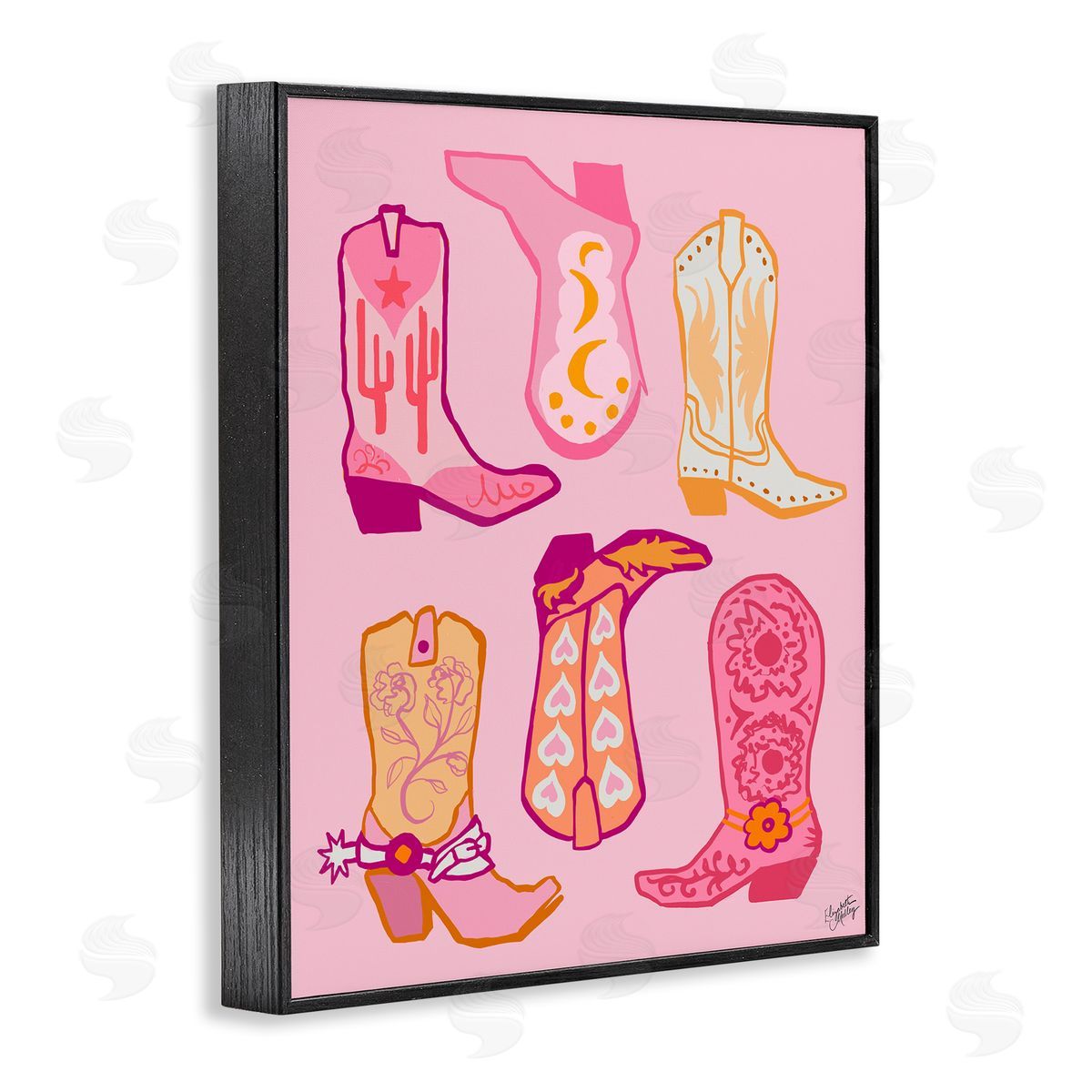 Elizabeth Medley Cowgirl Boot Designs Black Framed Giclee Wall Art Print