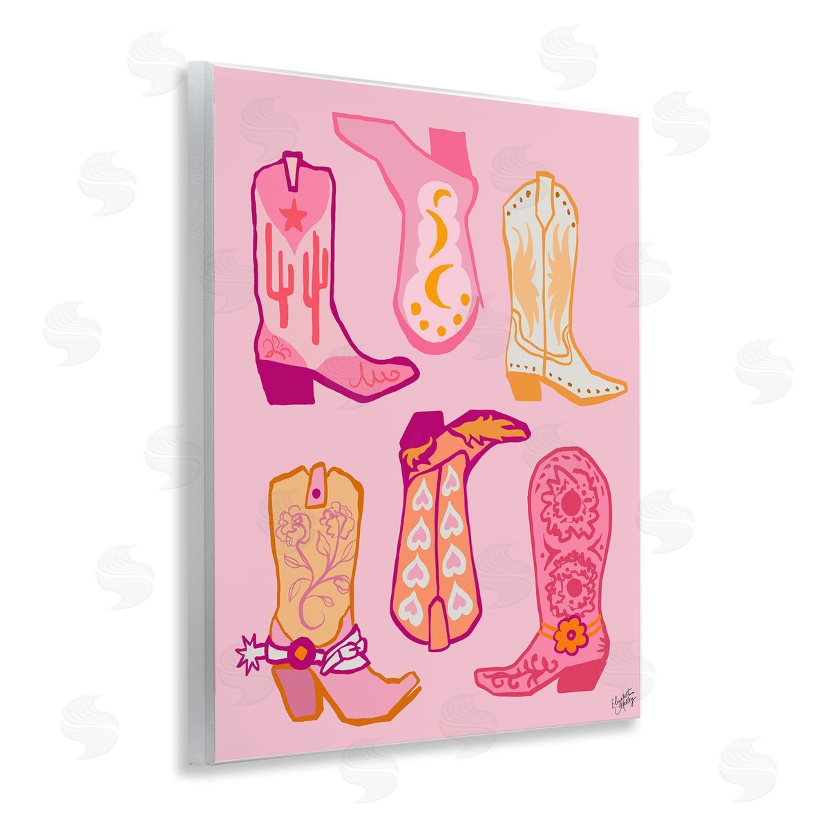 Elizabeth Medley Cowgirl Boot Designs Wooden Wall Plaque Art Print