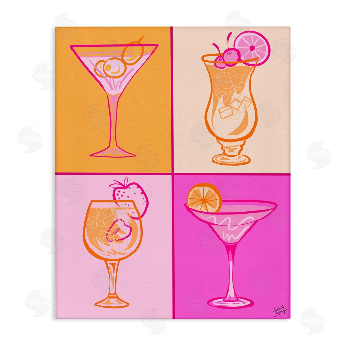 Elizabeth Medley Pink & Orange Cocktails Canvas Wall Art Print