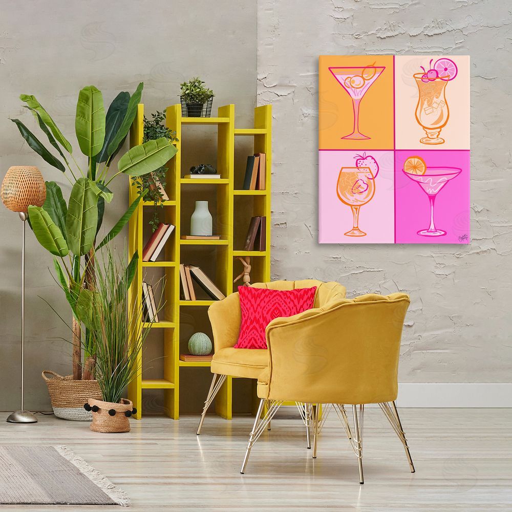 Elizabeth Medley Pink & Orange Cocktails Canvas Wall Art Print in Room