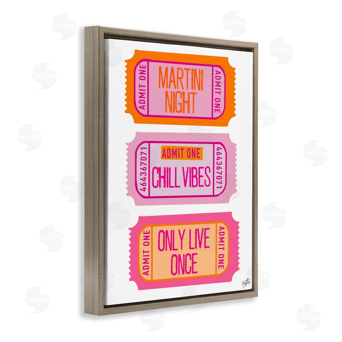 Elizabeth Medley Fun Party Phrase Tickets Brown Floating Frame Canvas Wall Art Print