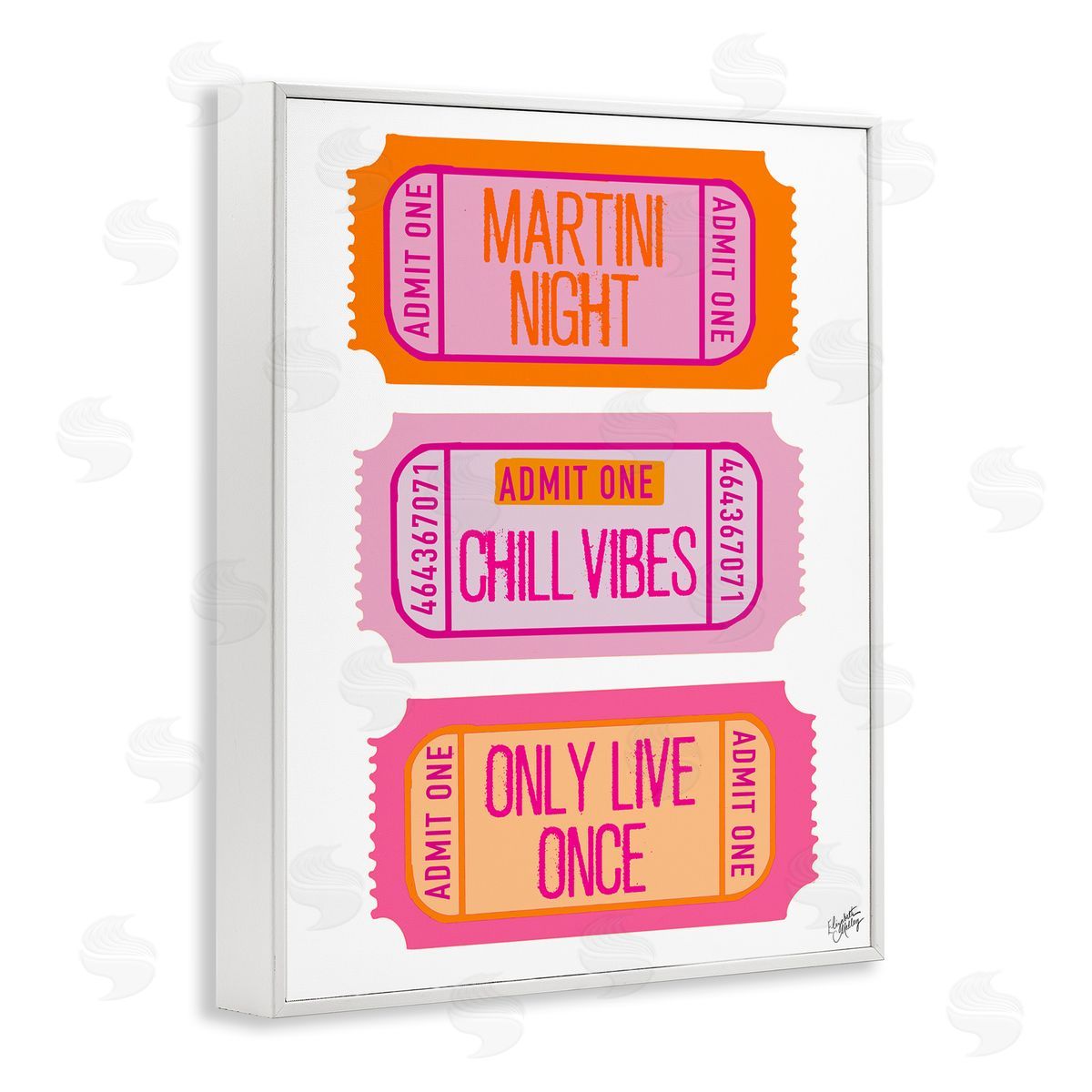 Elizabeth Medley Fun Party Phrase Tickets White Framed Giclee Wall Art Print