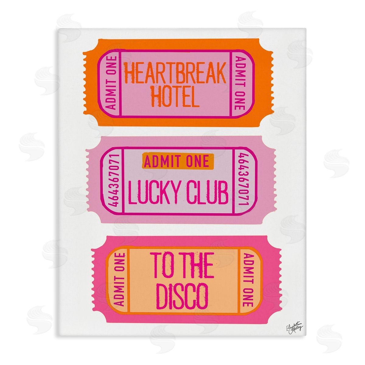 Elizabeth Medley Disco Phrases Tickets Canvas Wall Art Print
