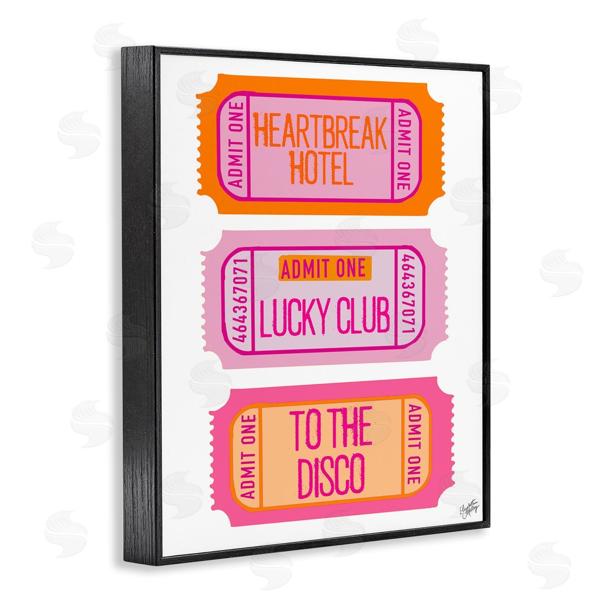Elizabeth Medley Disco Phrases Tickets Black Framed Giclee Wall Art Print