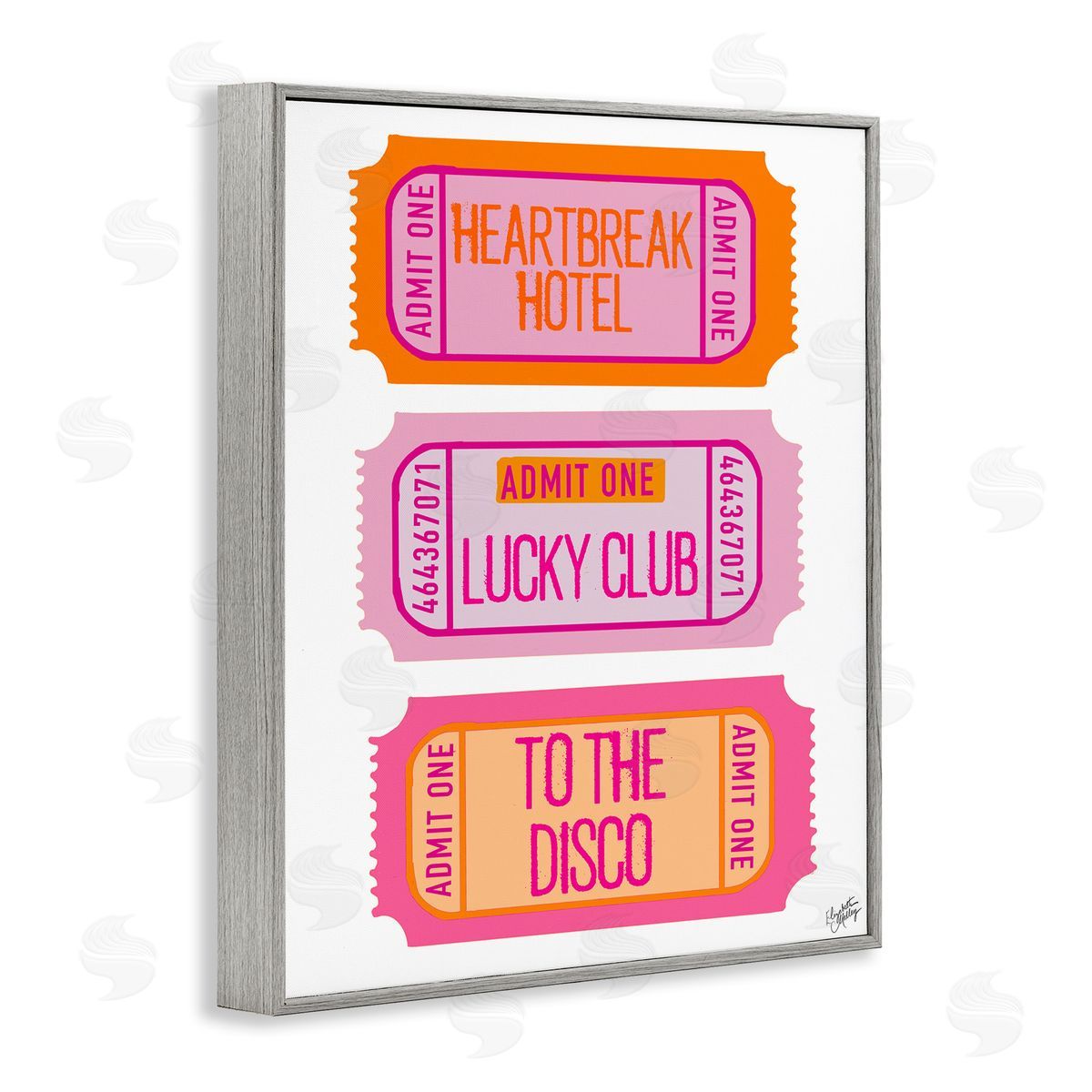 Elizabeth Medley Disco Phrases Tickets Gray Framed Giclee Wall Art Print