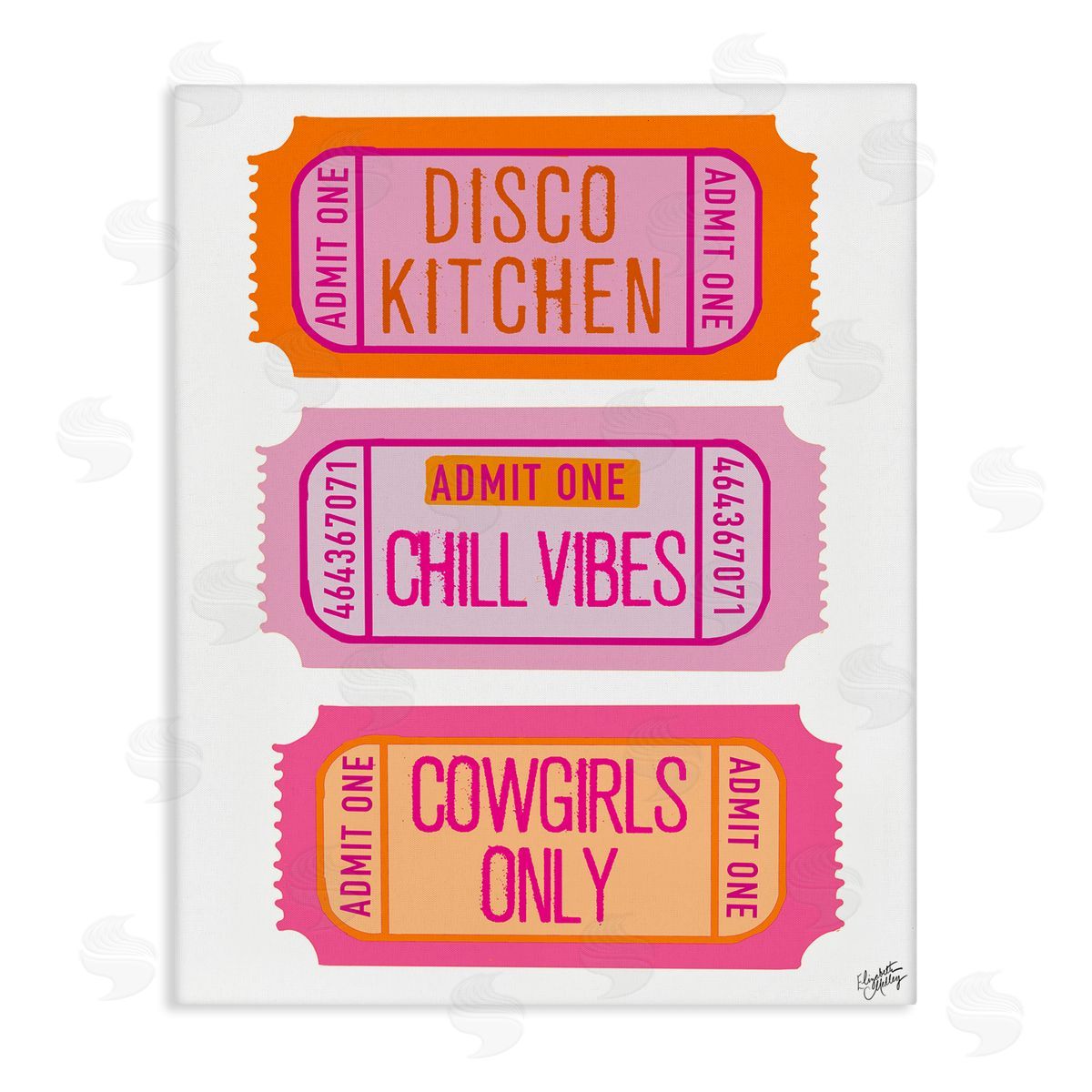 Elizabeth Medley Disco Kitchen Phrase Tickets Canvas Wall Art Print