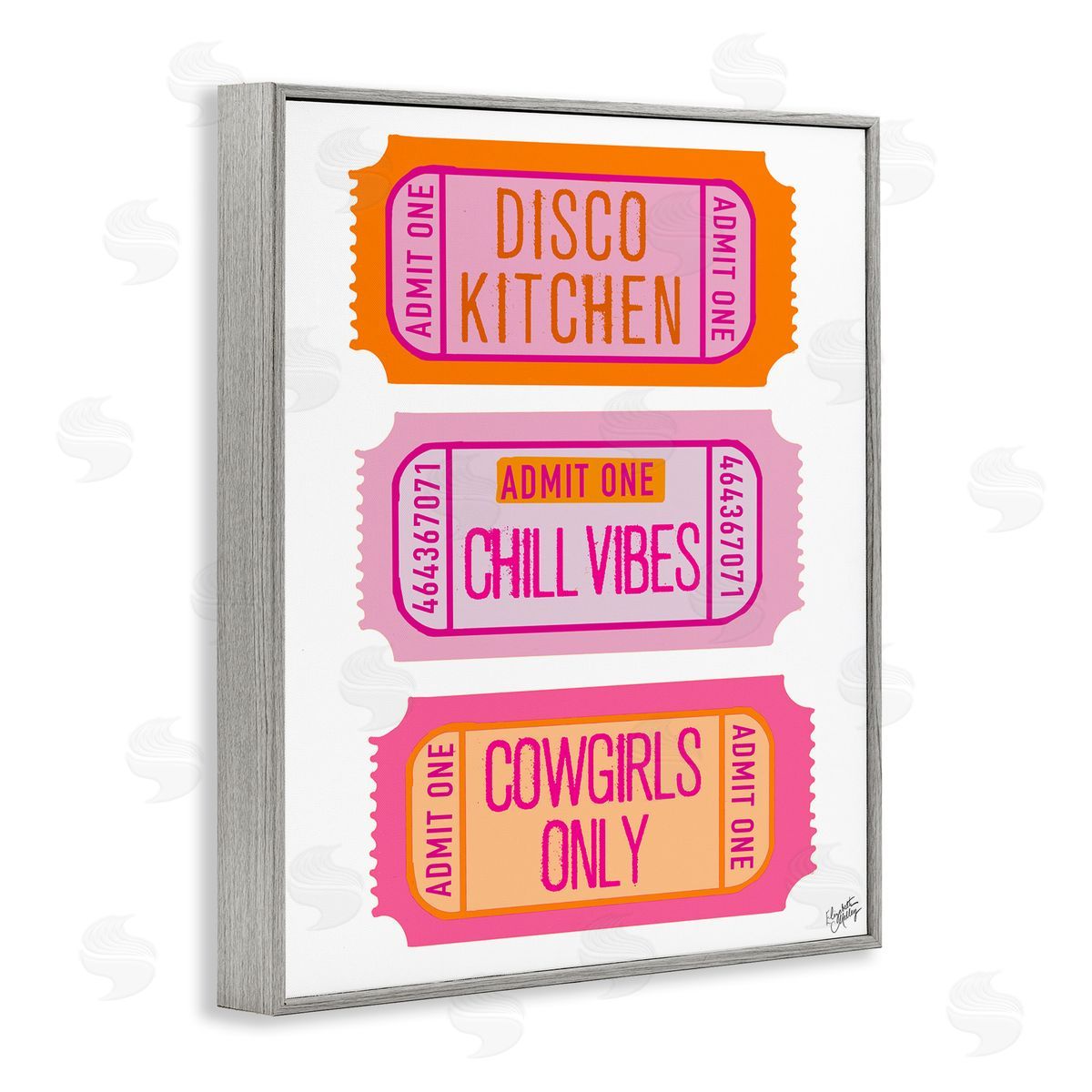 Elizabeth Medley Disco Kitchen Phrase Tickets Gray Framed Giclee Wall Art Print