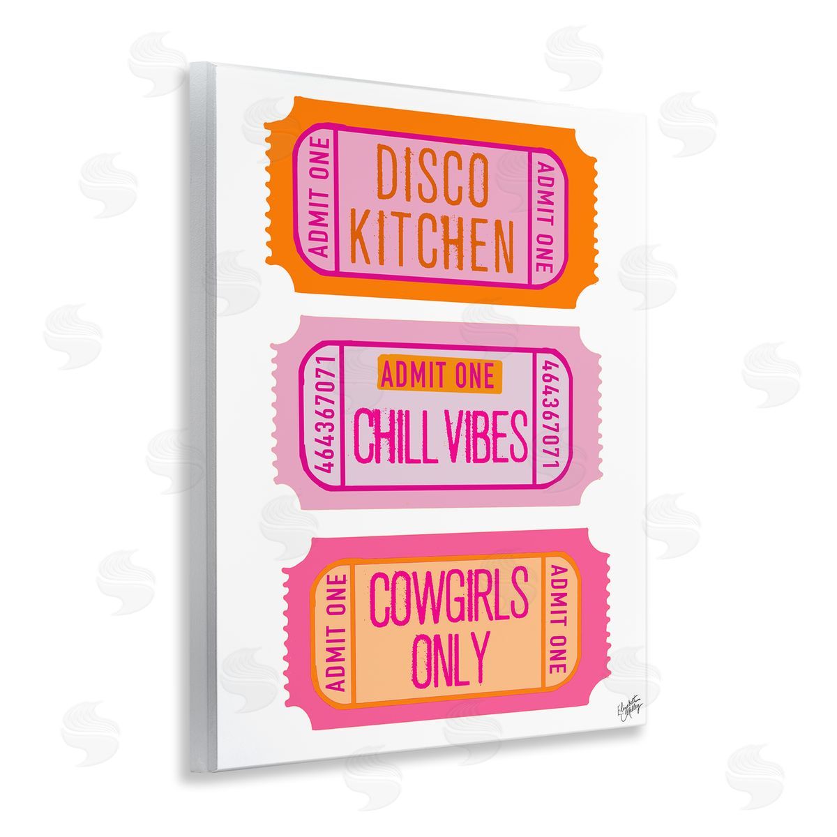 Elizabeth Medley Disco Kitchen Phrase Tickets Wooden Wall Plaque Art Print