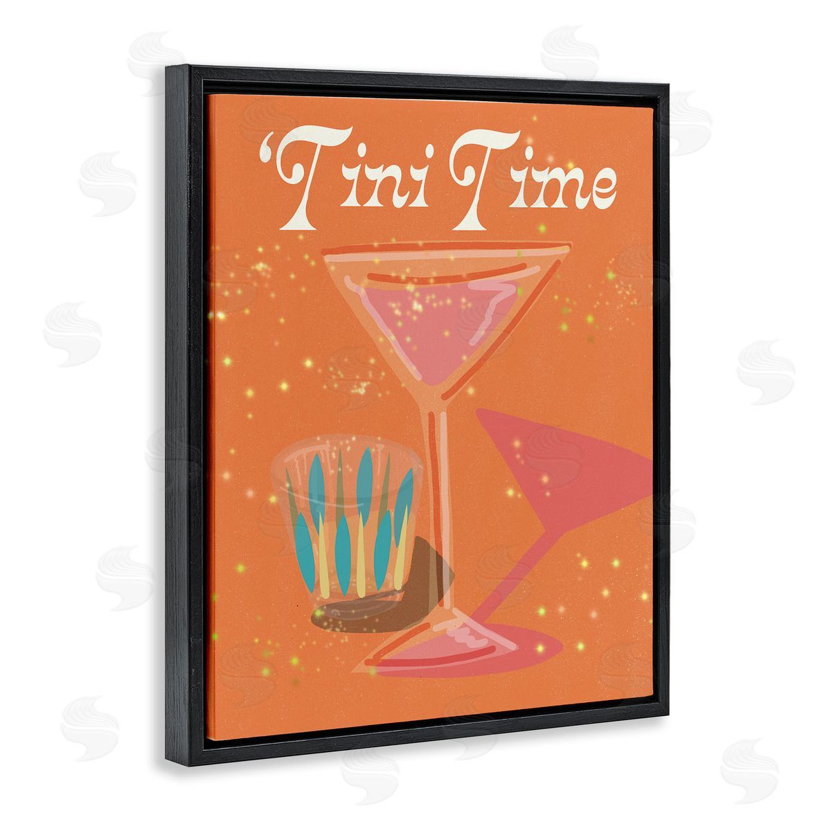 Jen Bucheli Tini Time Cocktail Black Floating Frame Canvas Wall Art Print