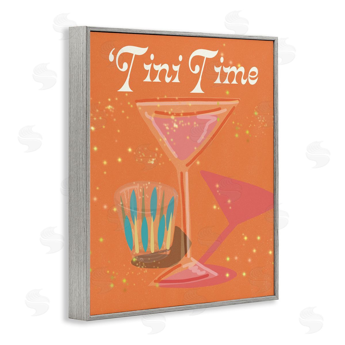 Jen Bucheli Tini Time Cocktail Gray Framed Giclee Wall Art Print