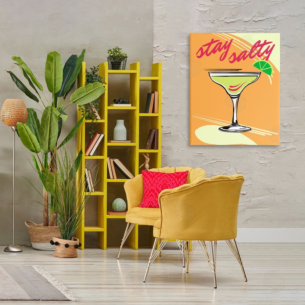 Elizabeth Medley Stay Salty Cocktail Canvas Wall Art Print in Room
