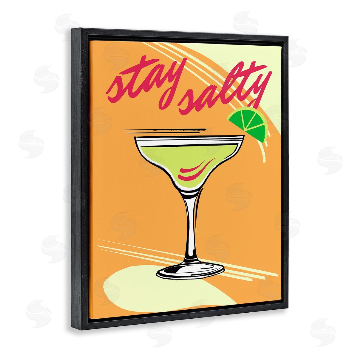 Elizabeth Medley Stay Salty Cocktail Black Floating Frame Canvas Wall Art Print