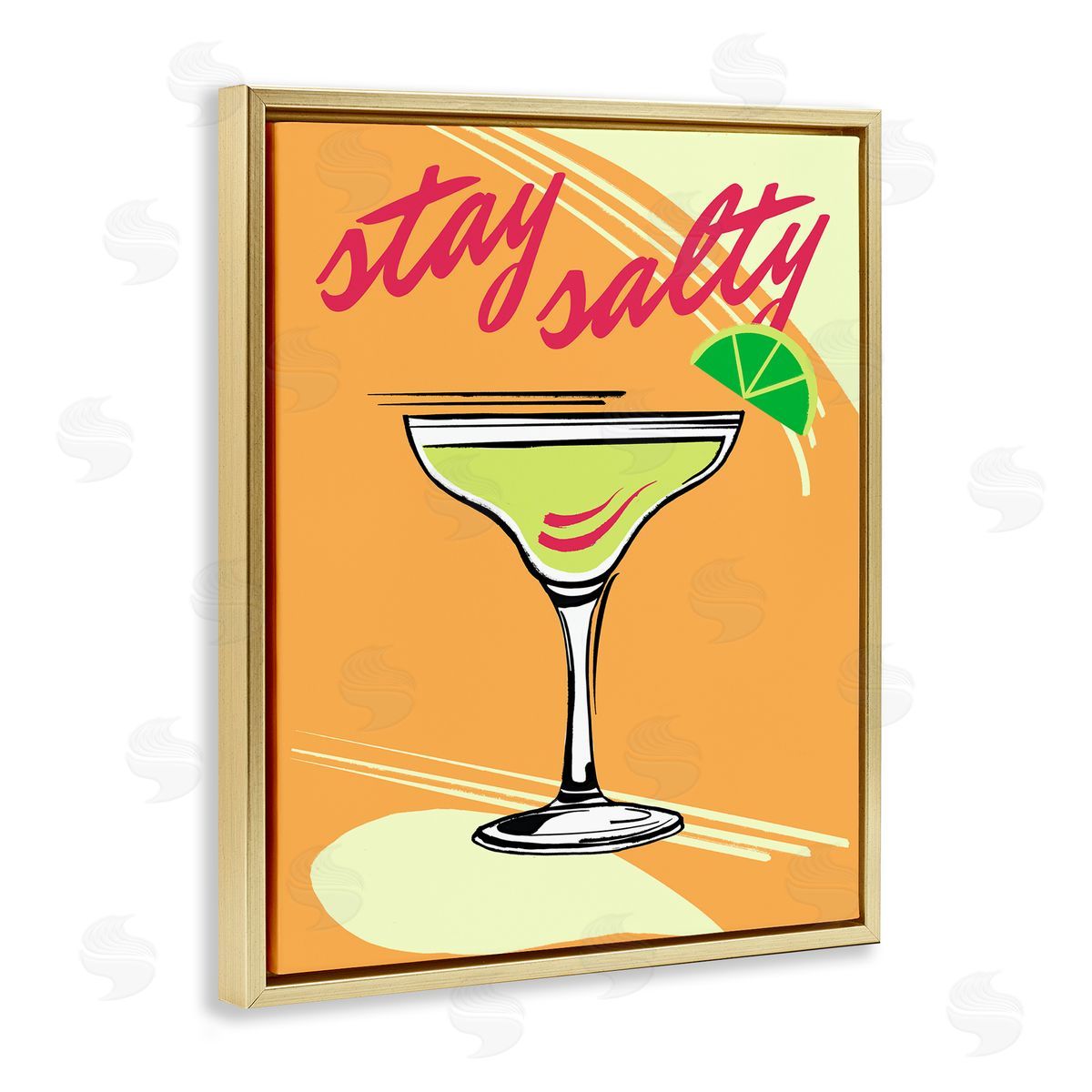 Elizabeth Medley Stay Salty Cocktail Gold Floating Frame Canvas Wall Art Print