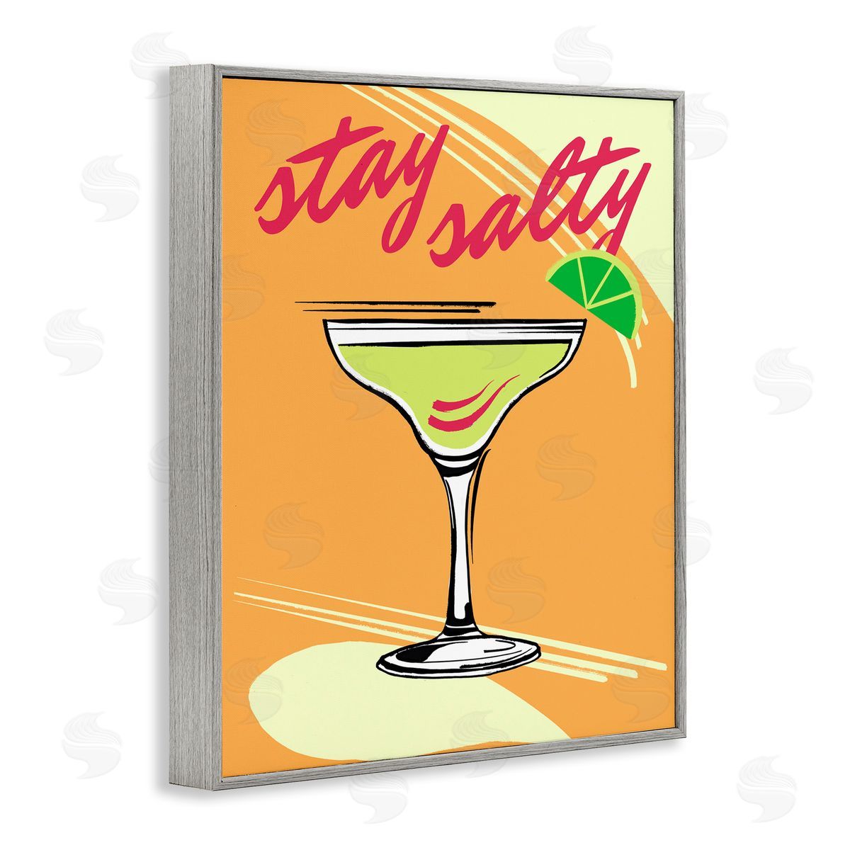 Elizabeth Medley Stay Salty Cocktail Gray Framed Giclee Wall Art Print
