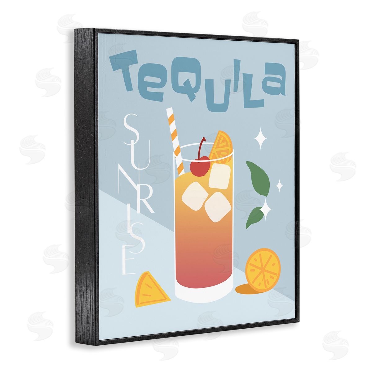 Anna Quach Tequila Sunrise Typography Black Framed Giclee Wall Art Print