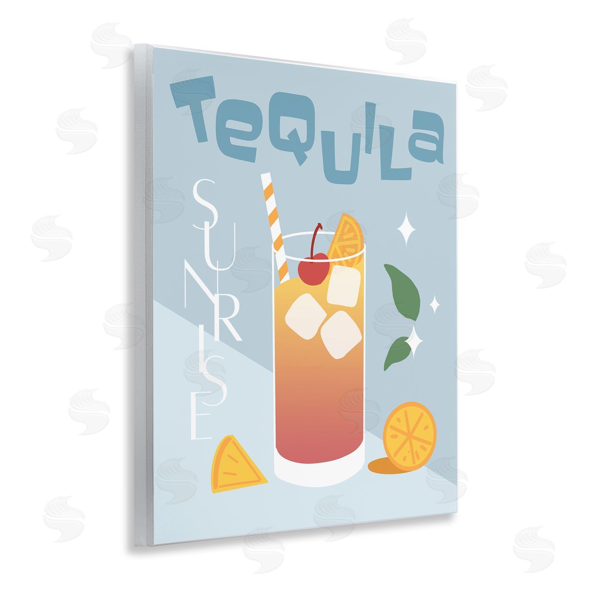 Anna Quach Tequila Sunrise Typography Wooden Wall Plaque Art Print