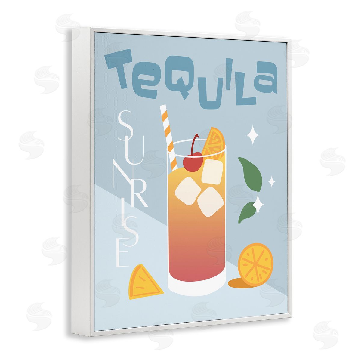 Anna Quach Tequila Sunrise Typography White Framed Giclee Wall Art Print