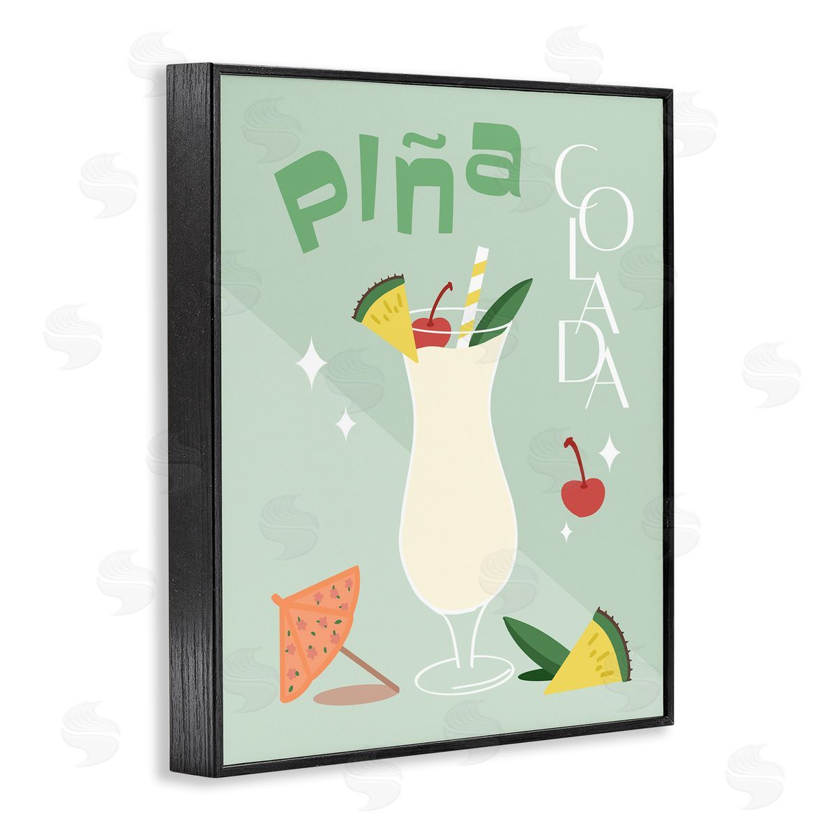 Anna Quach Pina Colada Typography Black Framed Giclee Wall Art Print