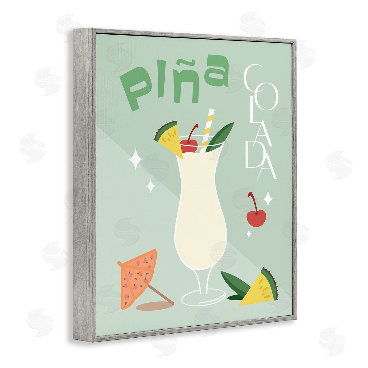 Anna Quach Pina Colada Typography Gray Framed Giclee Wall Art Print