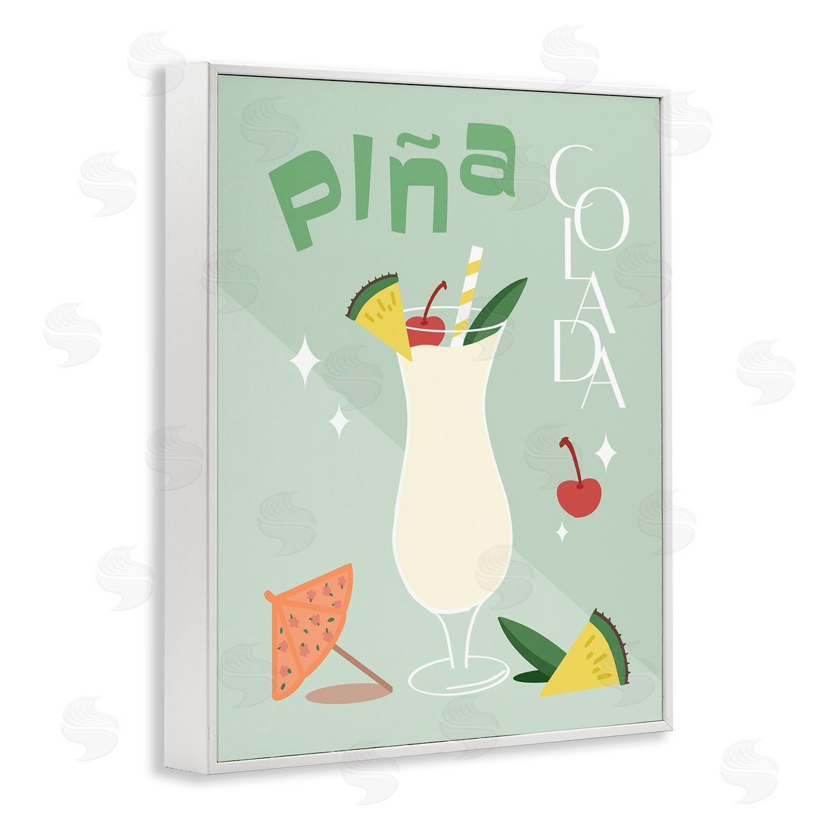 Anna Quach Pina Colada Typography White Framed Giclee Wall Art Print