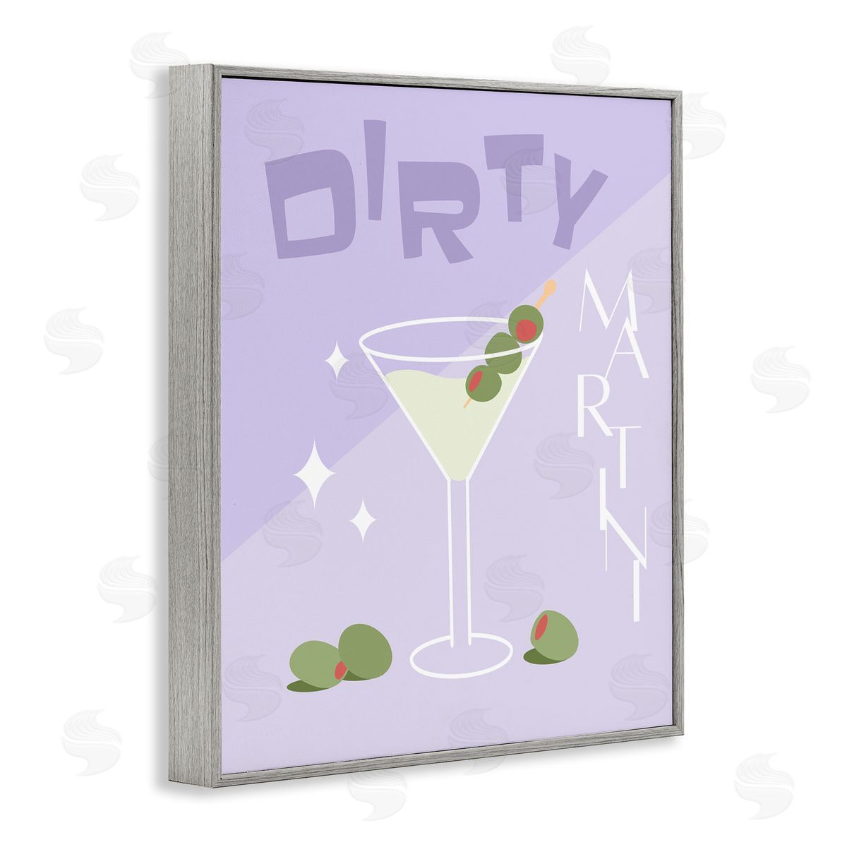Anna Quach Dirty Martini Typography Gray Framed Giclee Wall Art Print
