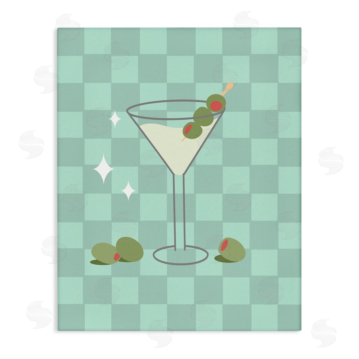 Anna Quach Checkered Dirty Martini Canvas Wall Art Print