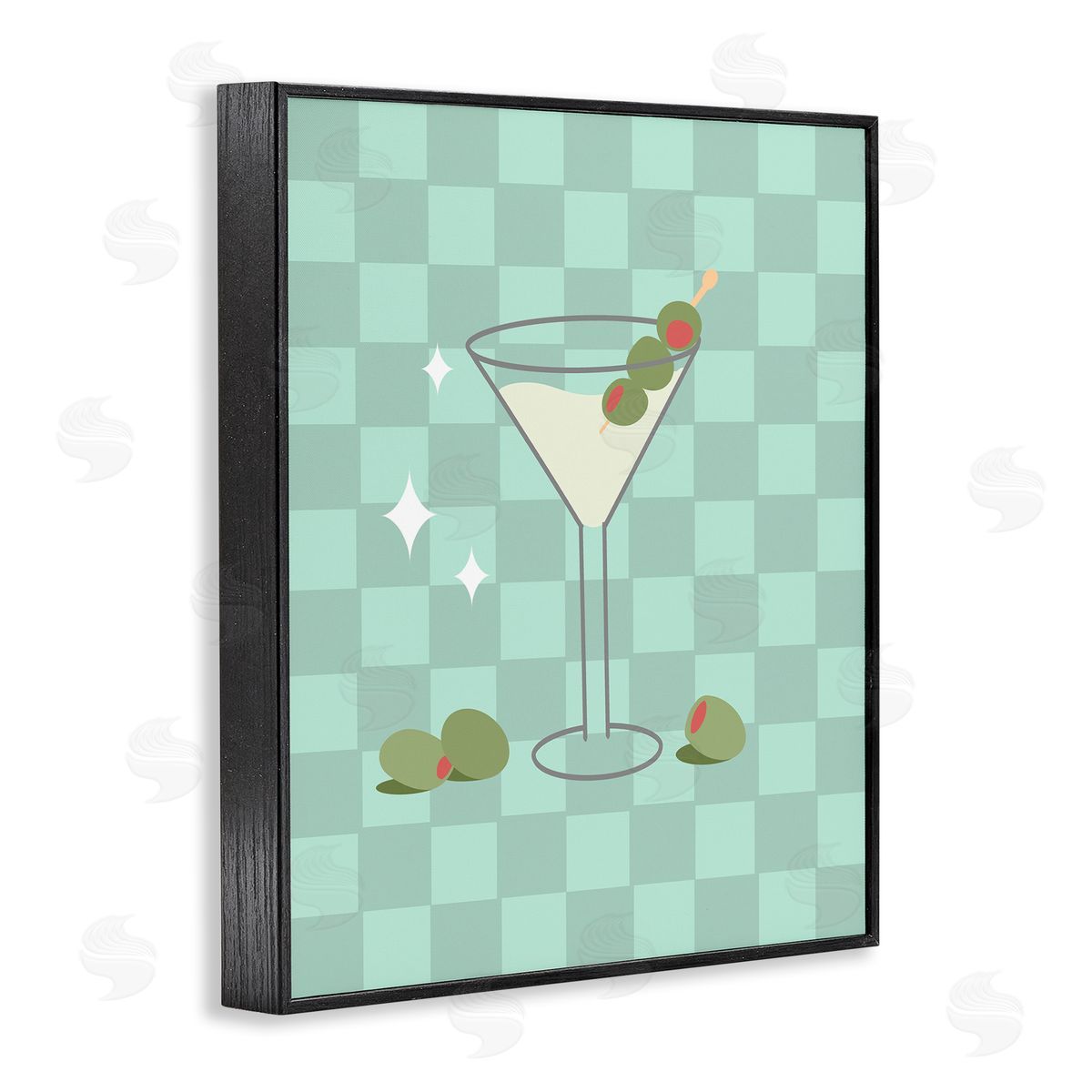 Anna Quach Checkered Dirty Martini Black Framed Giclee Wall Art Print