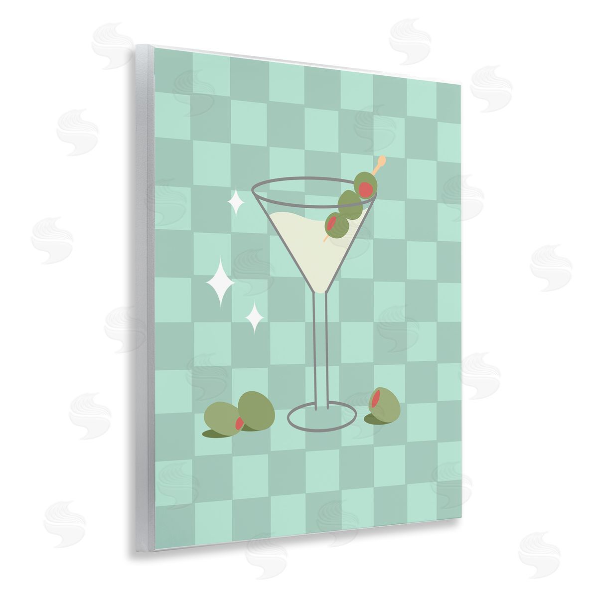 Anna Quach Checkered Dirty Martini Wooden Wall Plaque Art Print