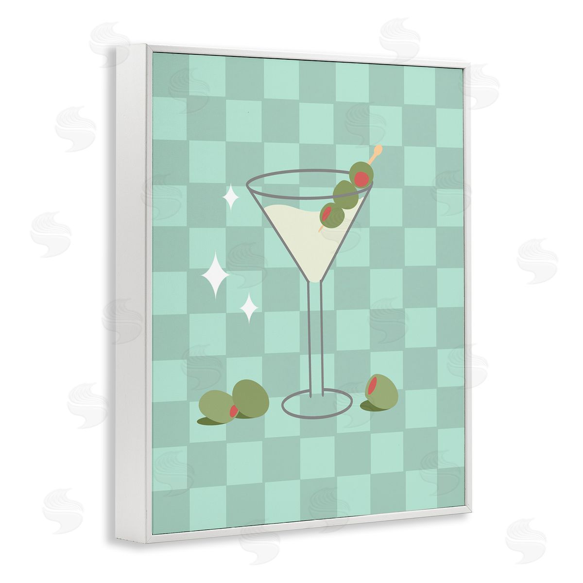 Anna Quach Checkered Dirty Martini White Framed Giclee Wall Art Print