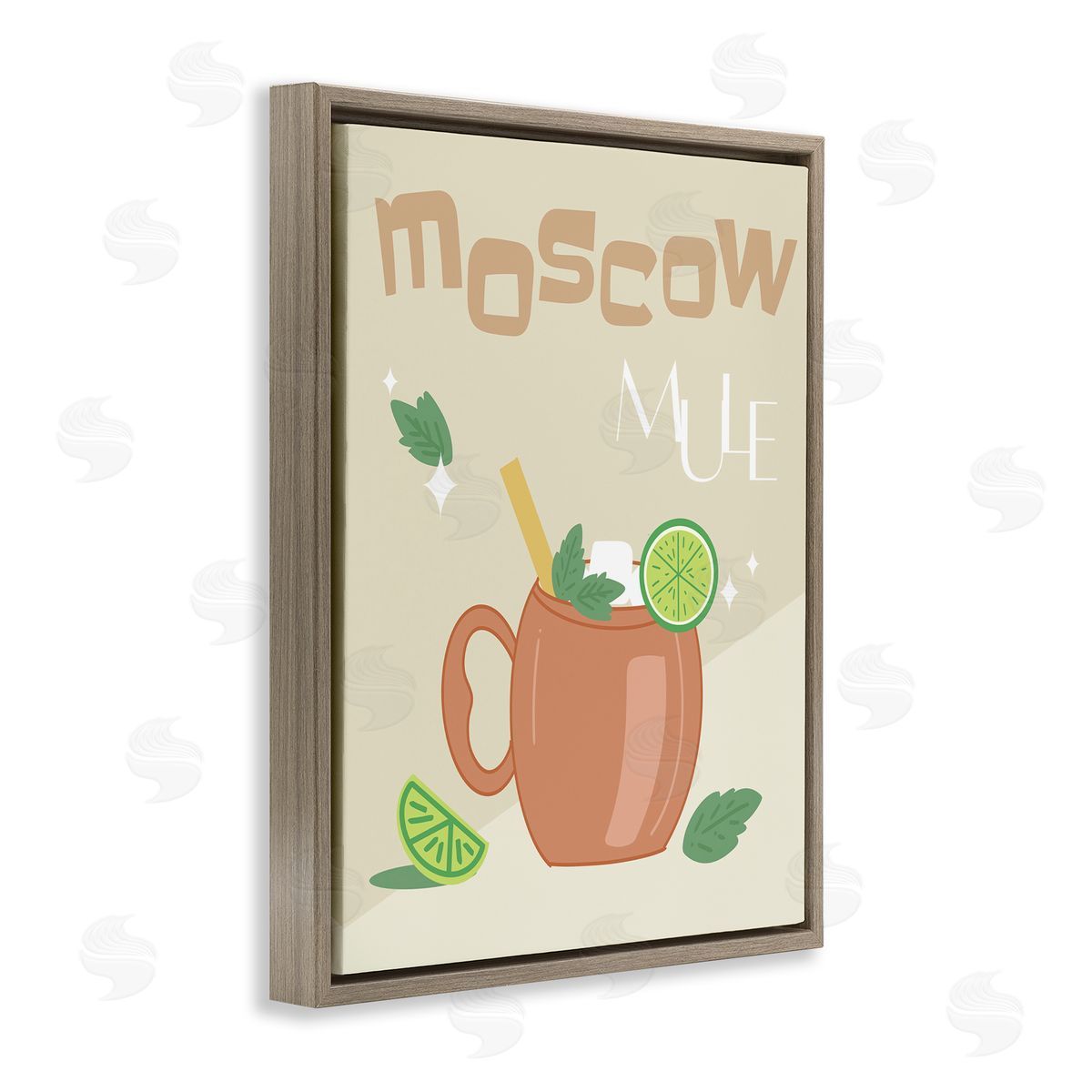 Anna Quach Moscow Mule Typography Brown Floating Frame Canvas Wall Art Print