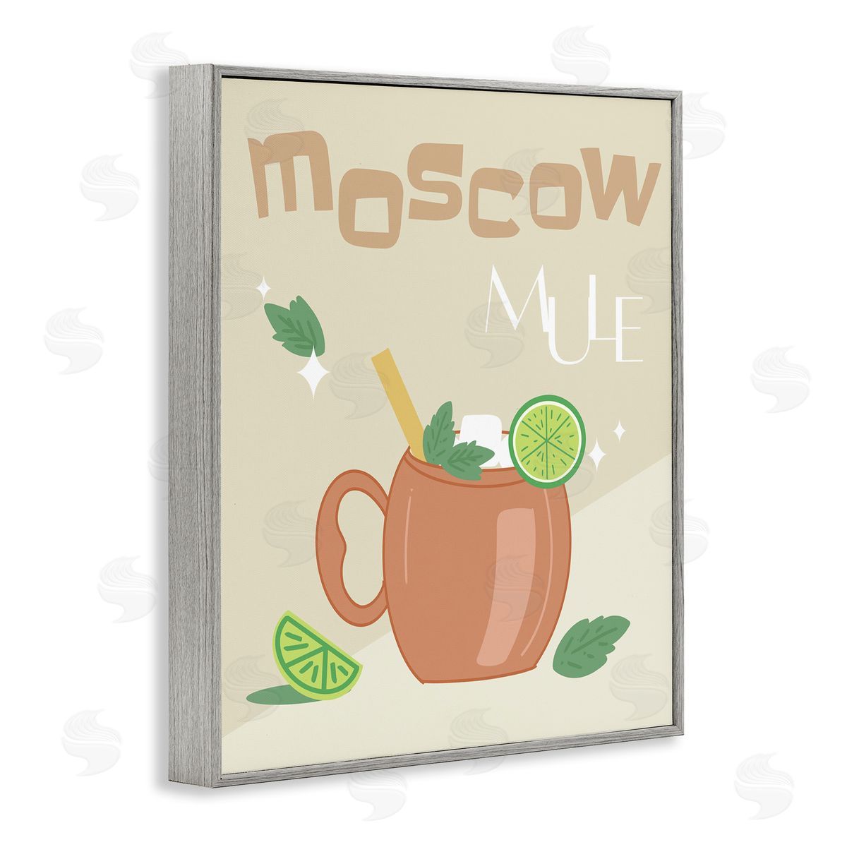 Anna Quach Moscow Mule Typography Gray Framed Giclee Wall Art Print
