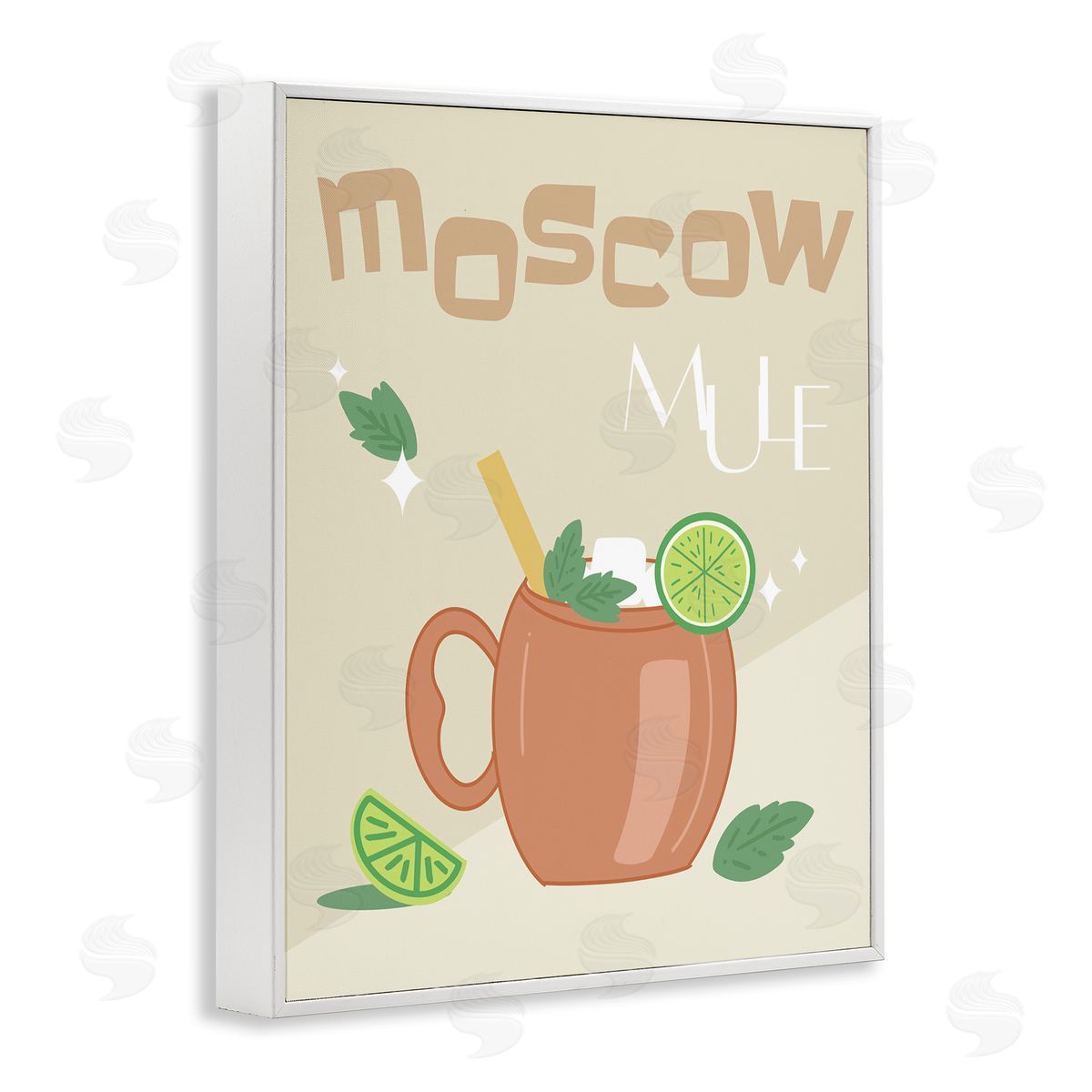 Anna Quach Moscow Mule Typography White Framed Giclee Wall Art Print