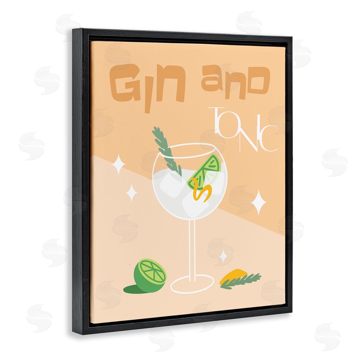 Anna Quach Gin & Tonic Typography Black Floating Frame Canvas Wall Art Print