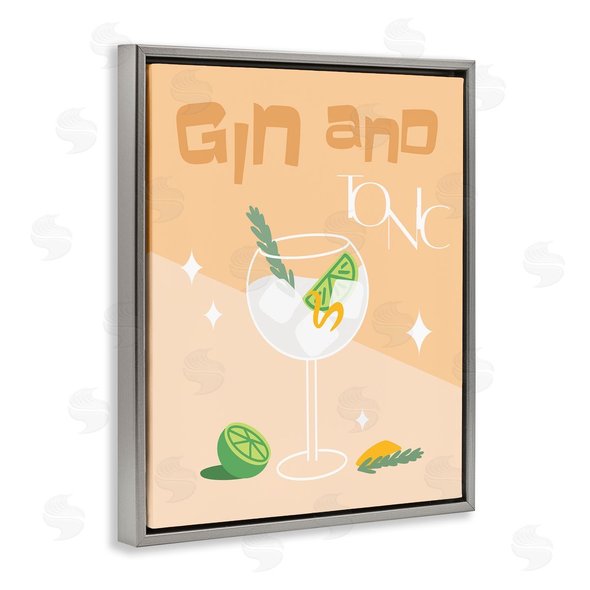 Anna Quach Gin & Tonic Typography Gray Floating Frame Canvas Wall Art Print