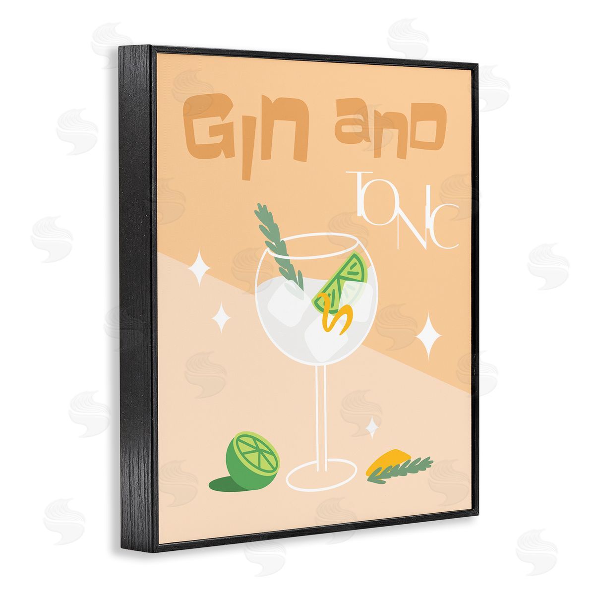Anna Quach Gin & Tonic Typography Black Framed Giclee Wall Art Print