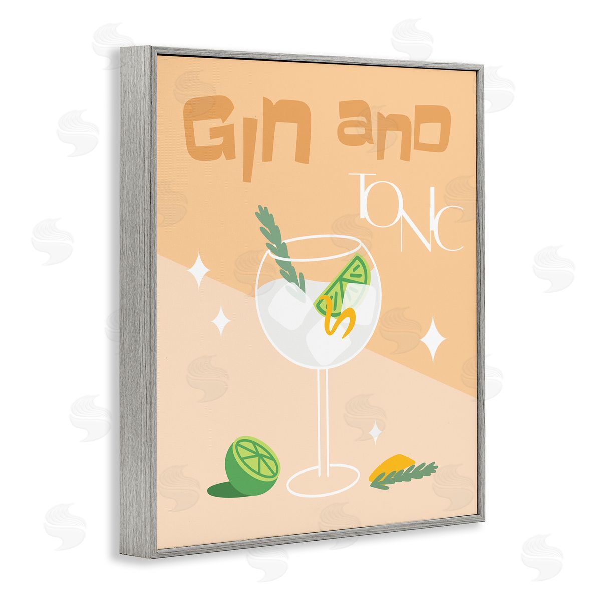 Anna Quach Gin & Tonic Typography Gray Framed Giclee Wall Art Print