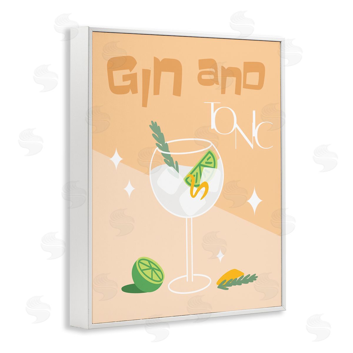 Anna Quach Gin & Tonic Typography White Framed Giclee Wall Art Print