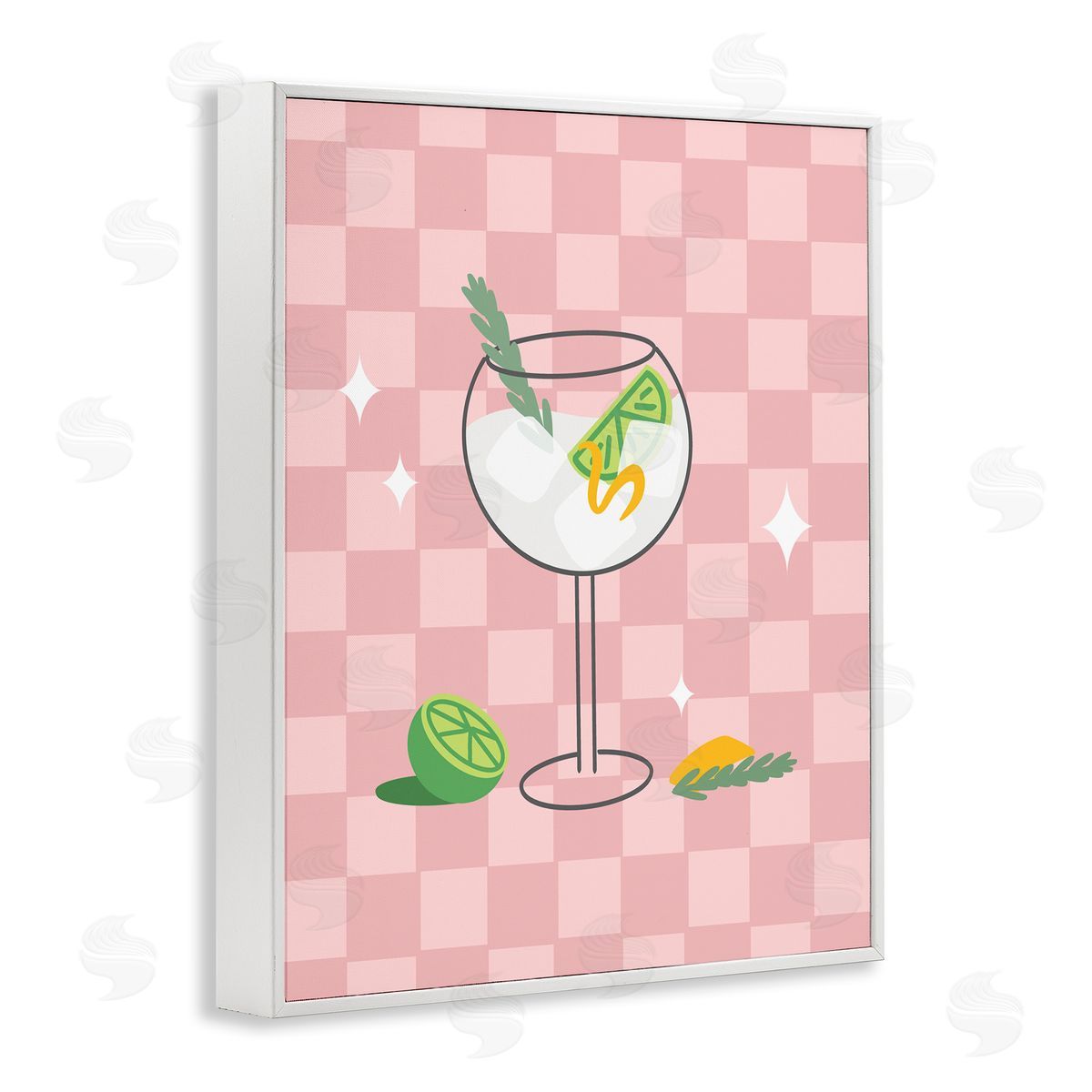 Anna Quach Gin & Tonic on Checkered White Framed Giclee Wall Art Print