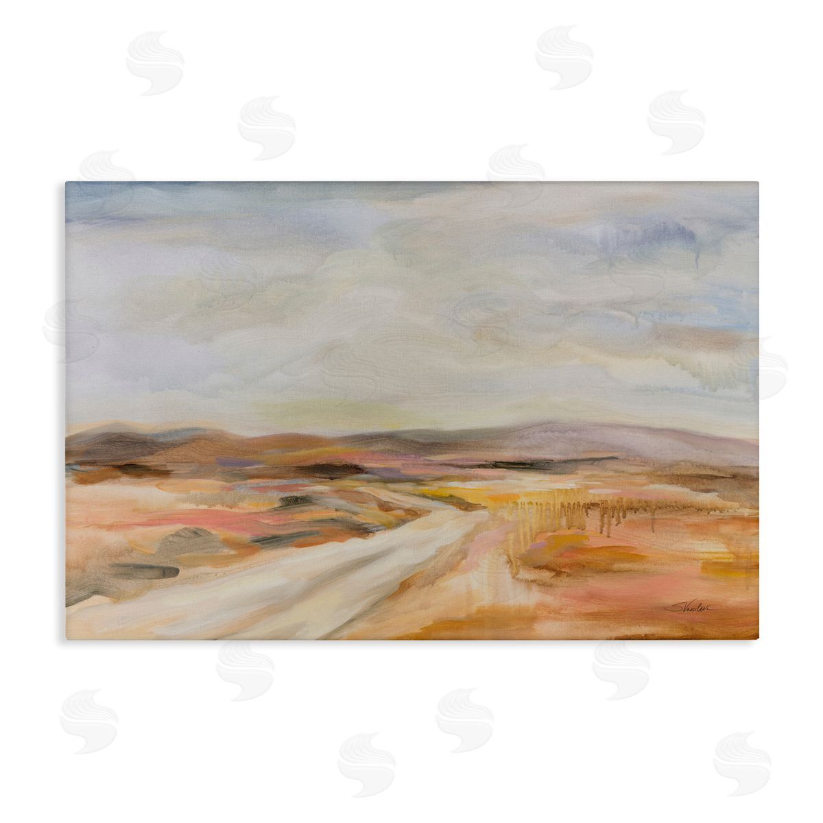 White Desert Road Canvas Wall Art, Home Decor by Silvia Vassileva