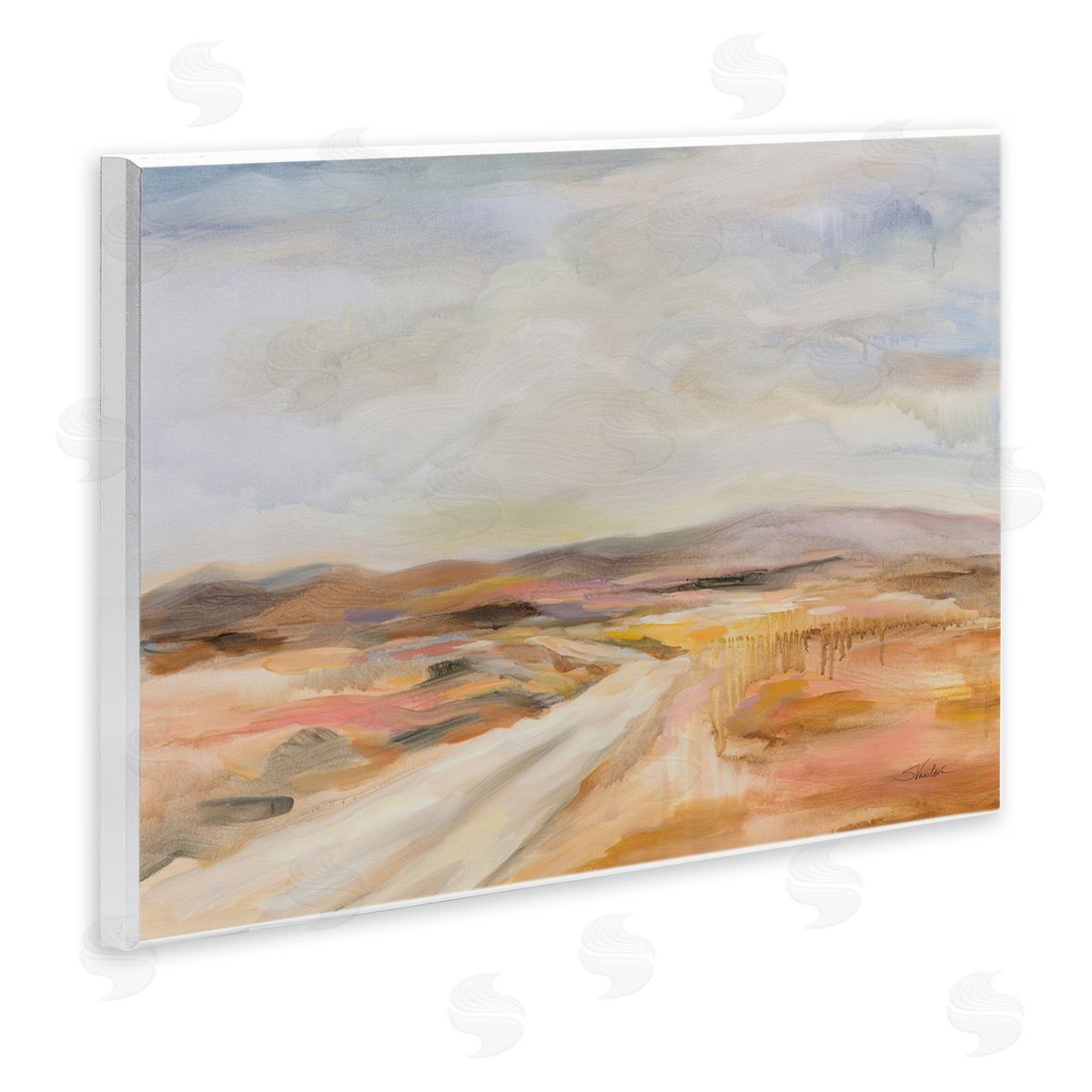 White Desert Road Wood Plaque Wall Art, Home Decor by Silvia Vassileva