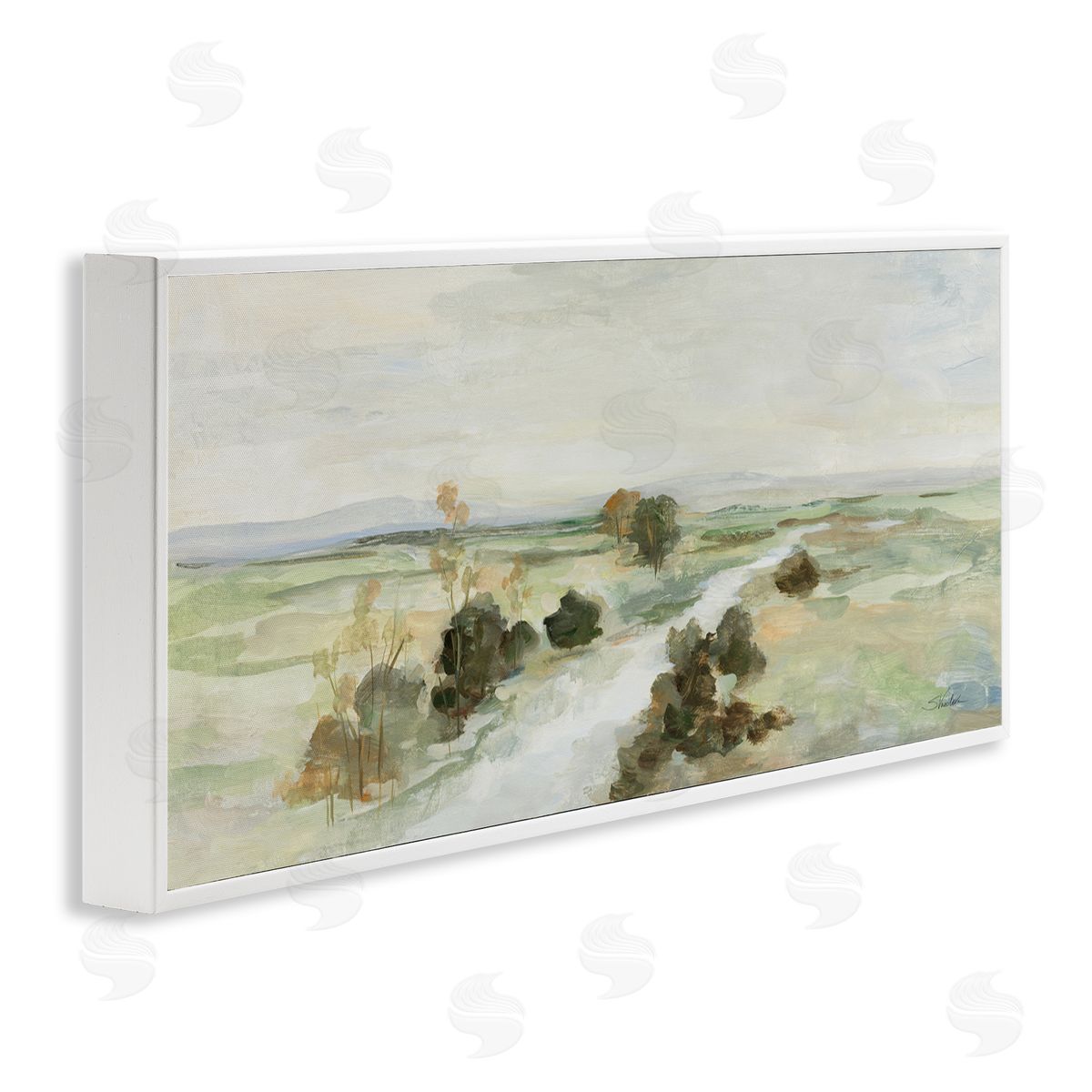 Valley Creek Landscape White Frame Print Wall Art, Home Decor by Silvia Vassileva