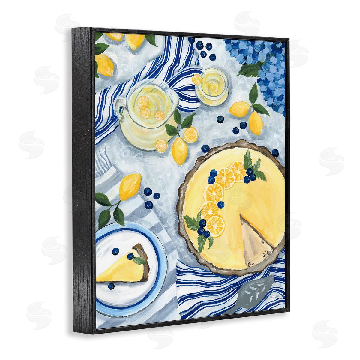 Lemony Summer Picnic Black Frame Print Wall Art, Home Decor by Yvette St. Amant