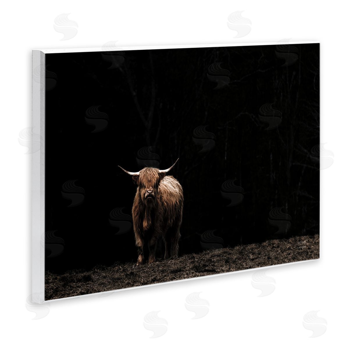 Dark Contrast Highland Cow Wood Plaque Wall Art, Home Decor by Nathan Larson